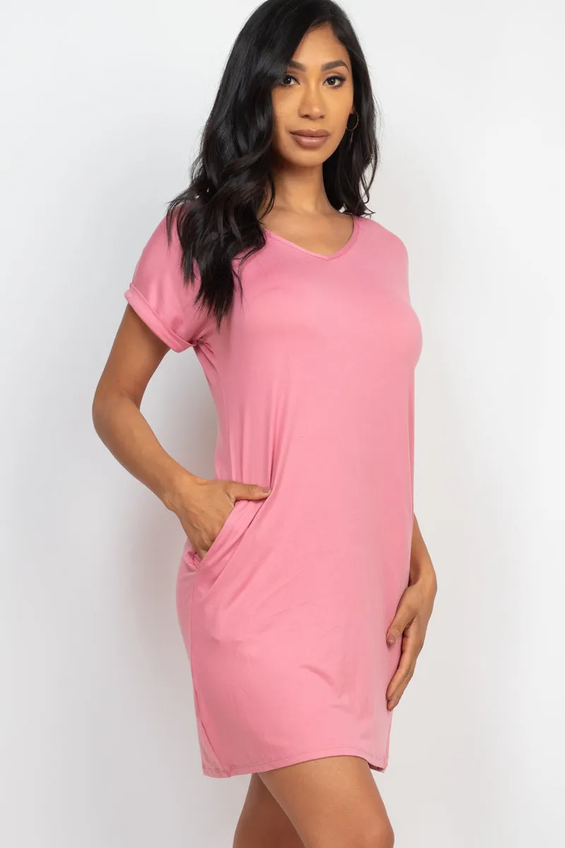 Cap Sleeve Pocket Mini Dress (capella)