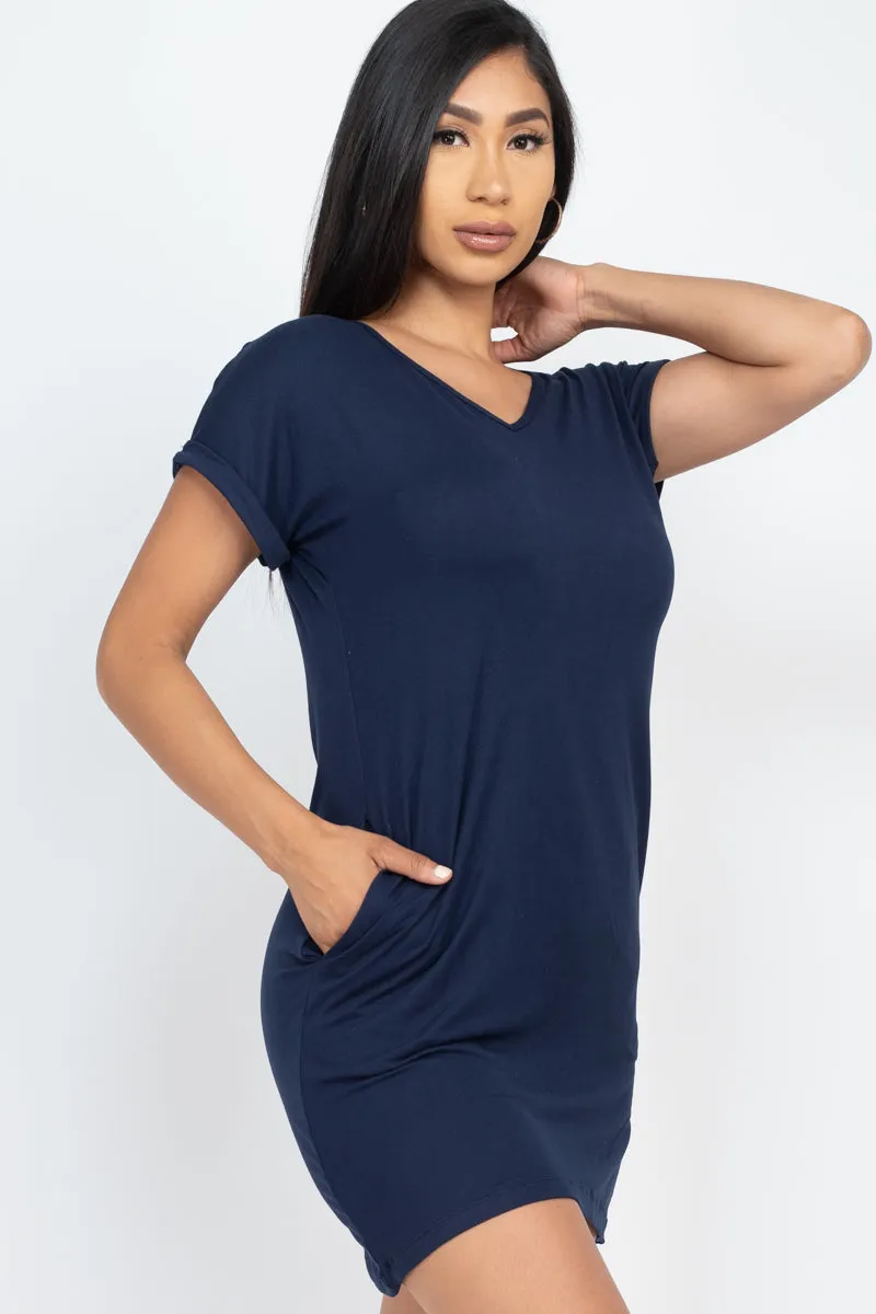 Cap Sleeve Pocket Mini Dress (capella)