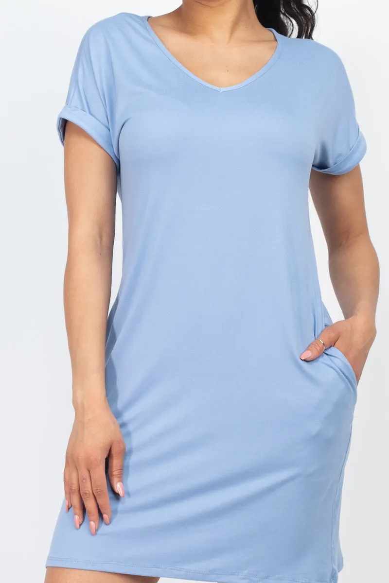 Cap Sleeve Pocket Mini Dress (capella)