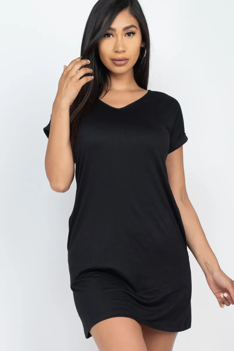 Cap Sleeve Pocket Mini Dress (capella)