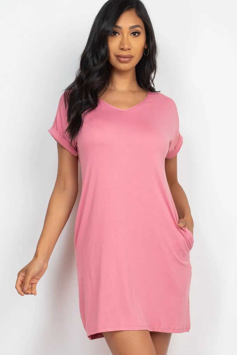 Cap Sleeve Pocket Mini Dress (capella)