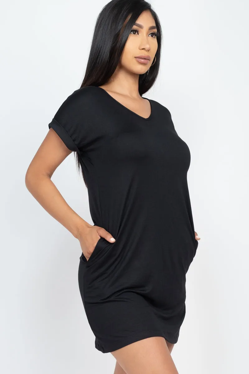 Cap Sleeve Pocket Mini Dress (capella)