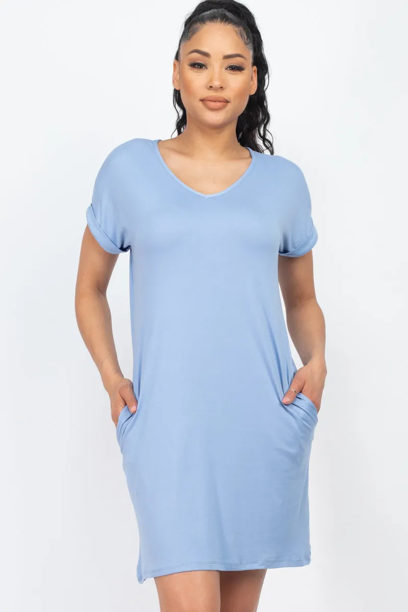 Cap Sleeve Pocket Mini Dress (capella)