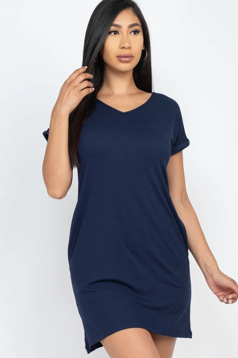 Cap Sleeve Pocket Mini Dress (capella)