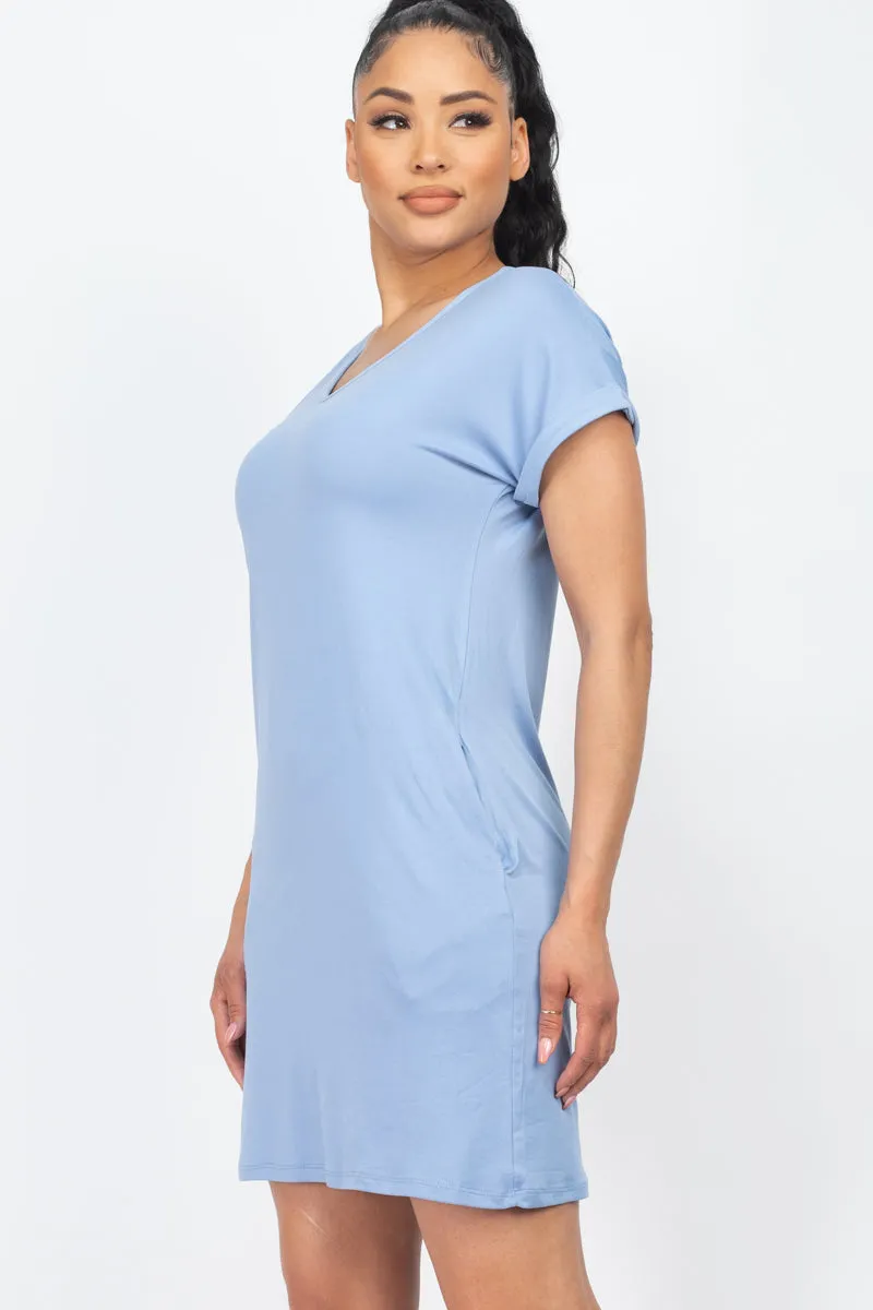Cap Sleeve Pocket Mini Dress (capella)
