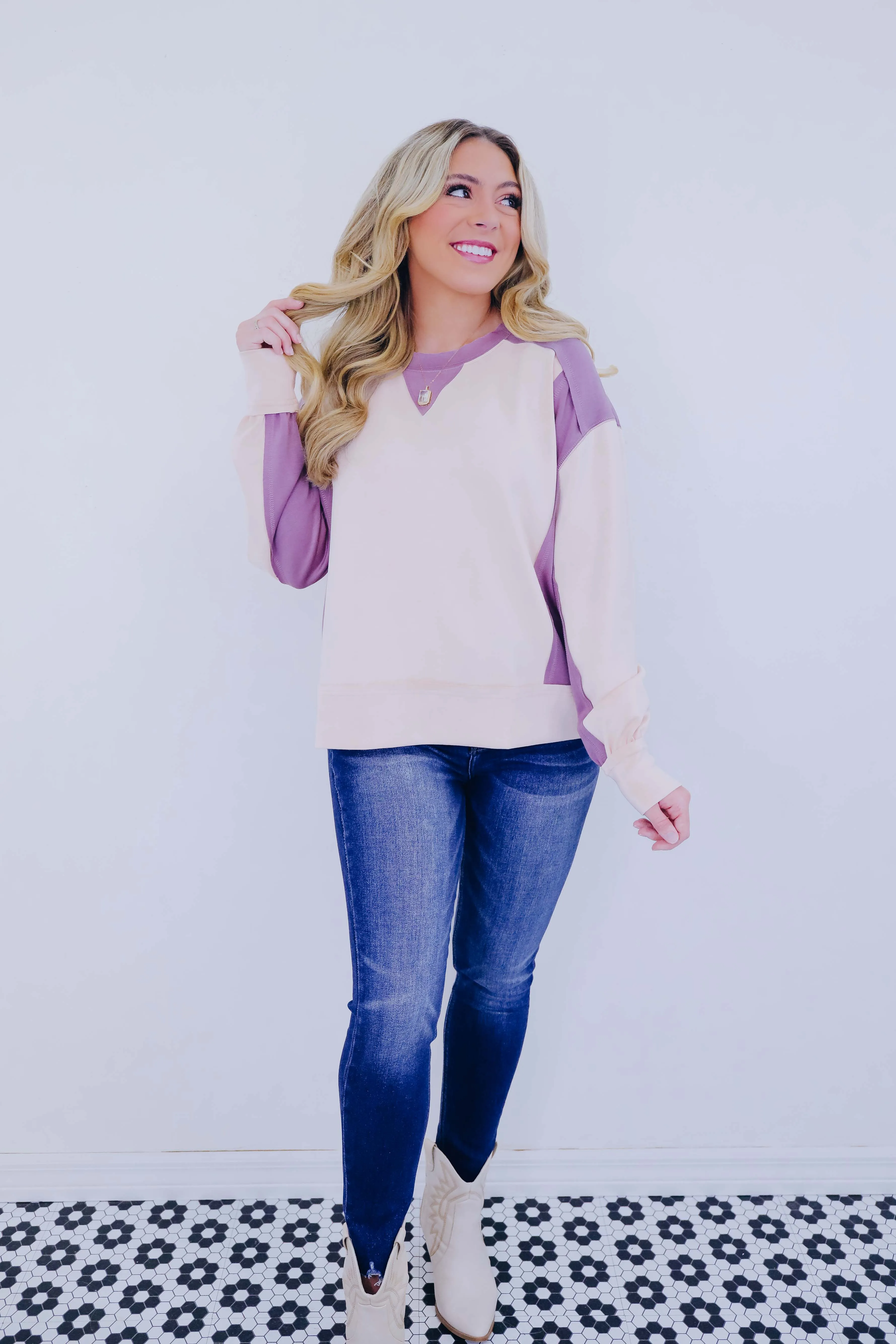 Cary Cozy Colorblock Pullover Top