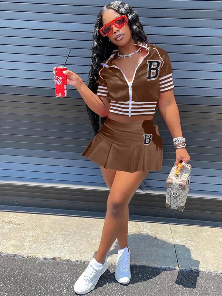 Casual Sports 2-Piece Skirt Set