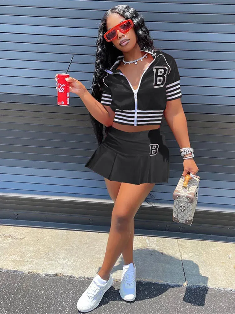 Casual Sports 2-Piece Skirt Set