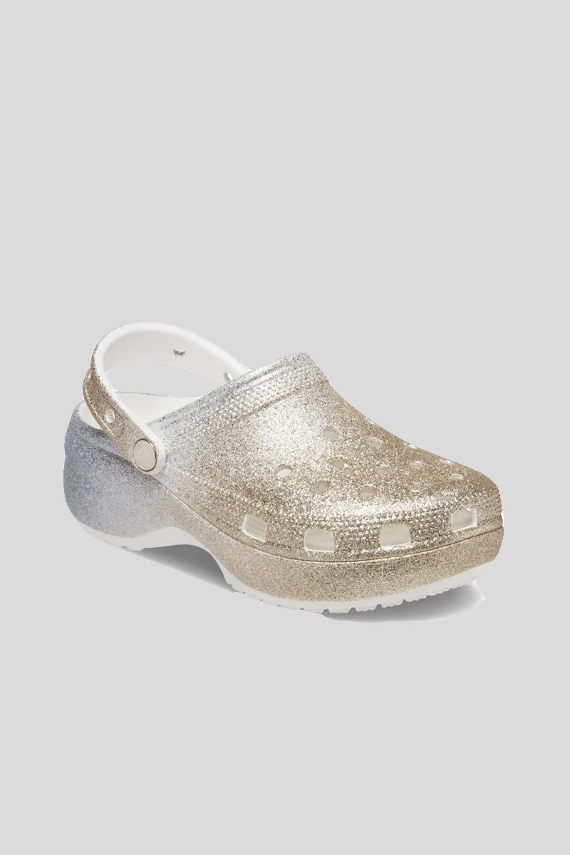 Classic Platform Ombre Glitter Clog - Gold Silver