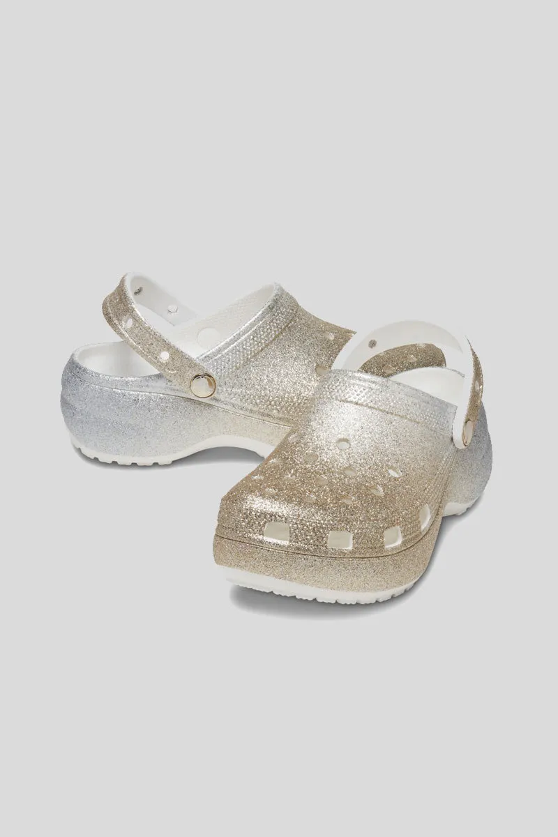 Classic Platform Ombre Glitter Clog - Gold Silver