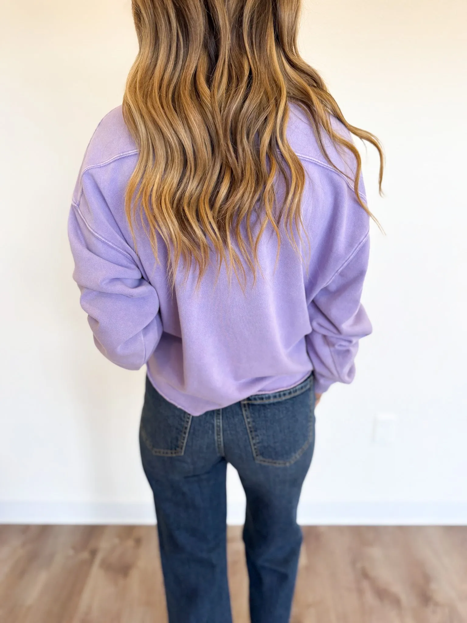 Coco Oversized Cropped Sweatshirt in Wisteria