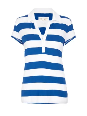 COLEMAN STRIPED LOGO POLO - ROYAL BLUE
