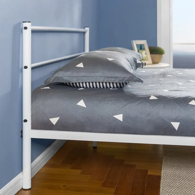 Contemporary Tubular Steel Painted White Platform Bed (Full)