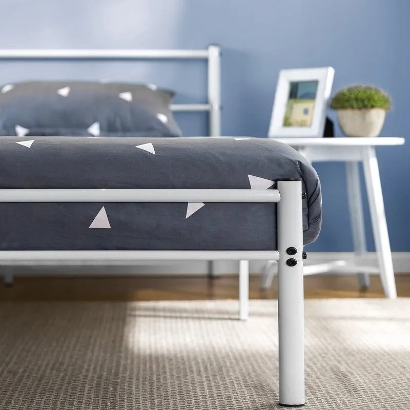 Contemporary Tubular Steel Painted White Platform Bed (Full)