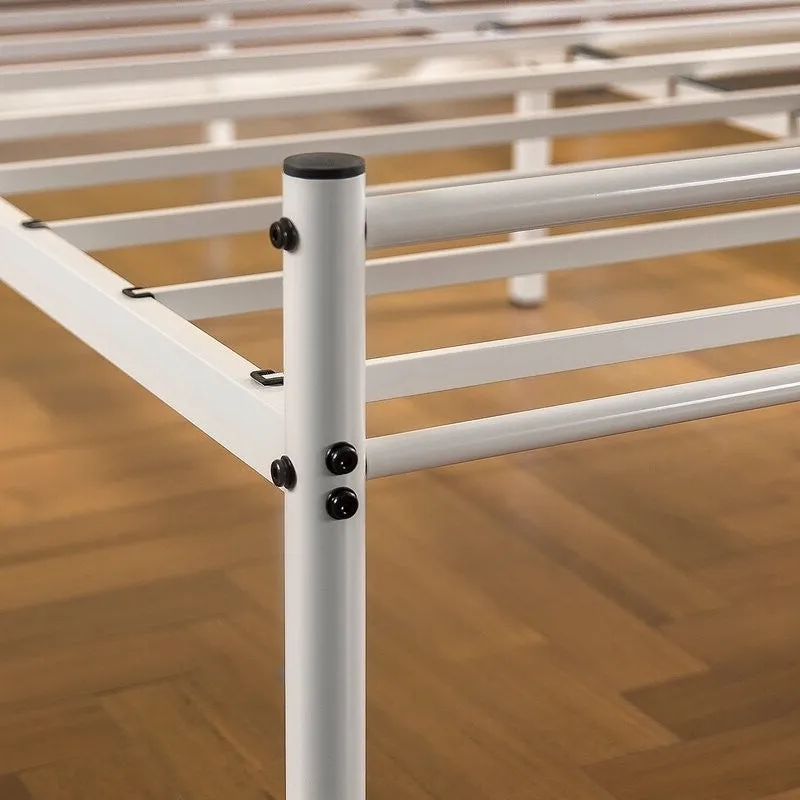 Contemporary Tubular Steel Painted White Platform Bed (Queen)