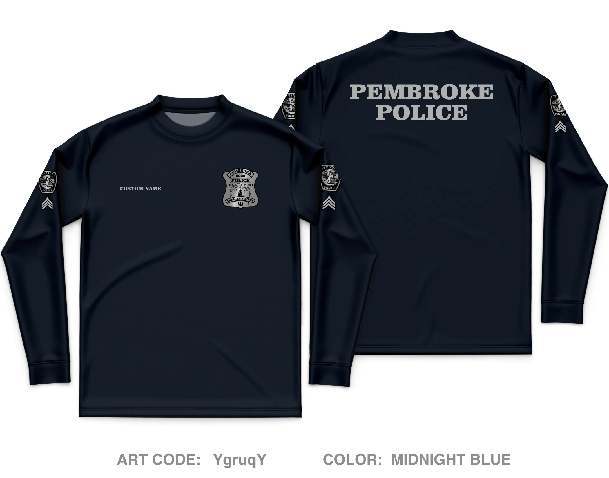 CUSTOM Pembroke Police Department Core Men's LS Performance Tee - YgruqY
