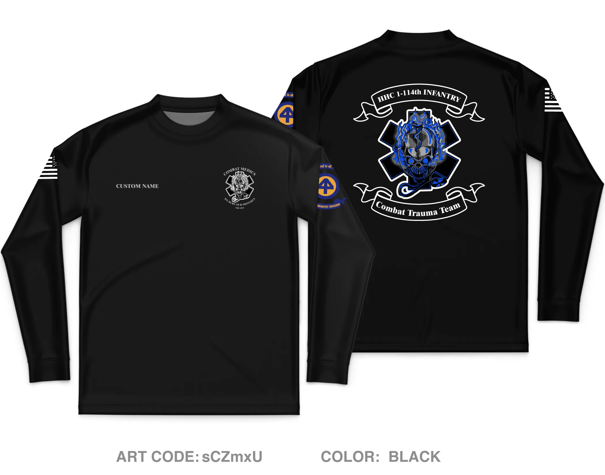 CUSTOM TF Wolverine Medical platoon Core Men's LS Performance Tee - sCZmxU