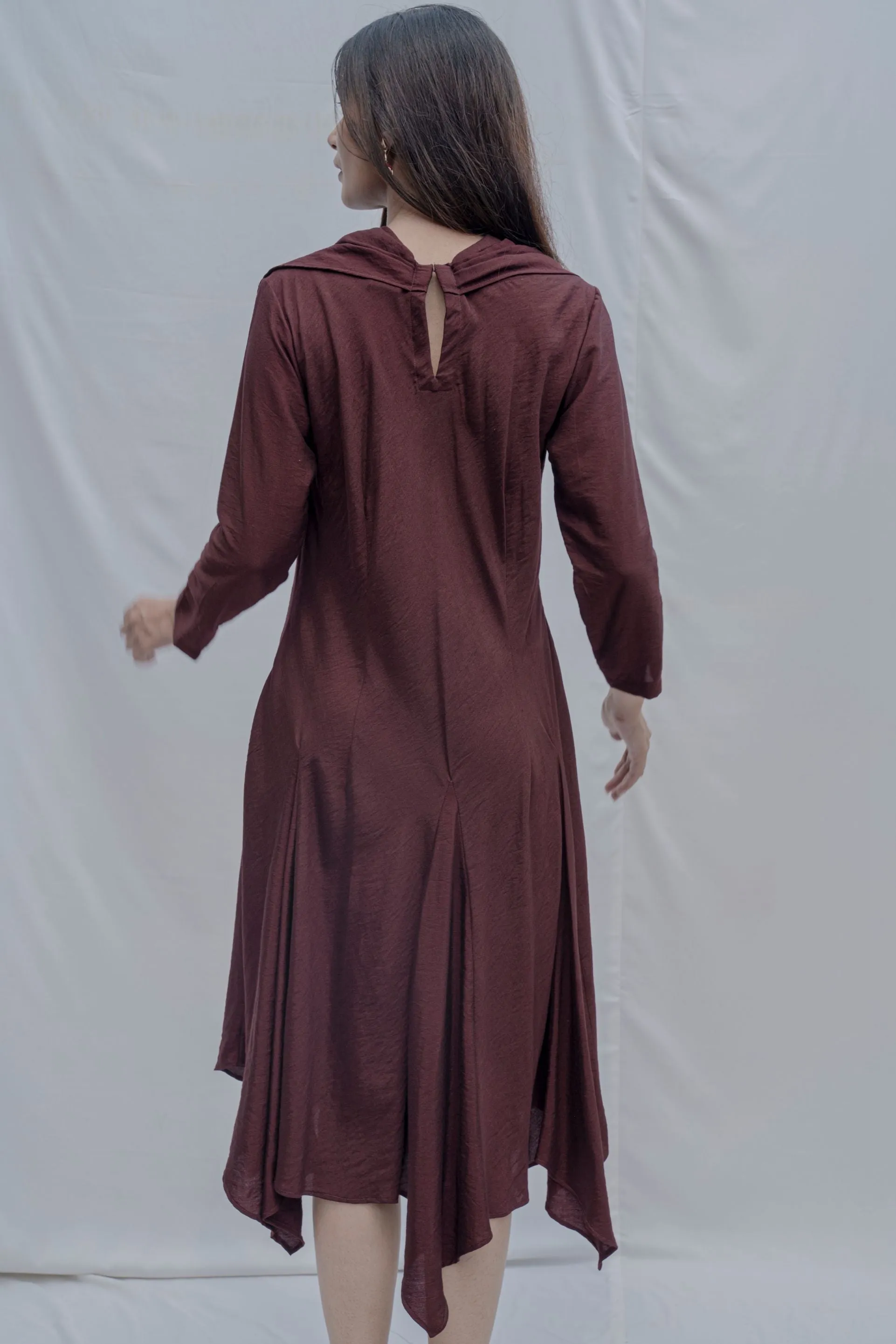 Dream- Wine Draped Cowl dress
