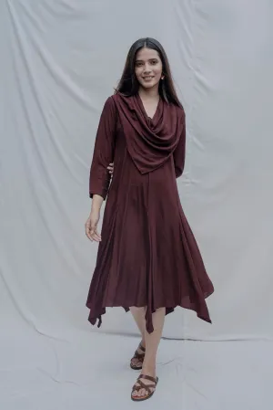 Dream- Wine Draped Cowl dress
