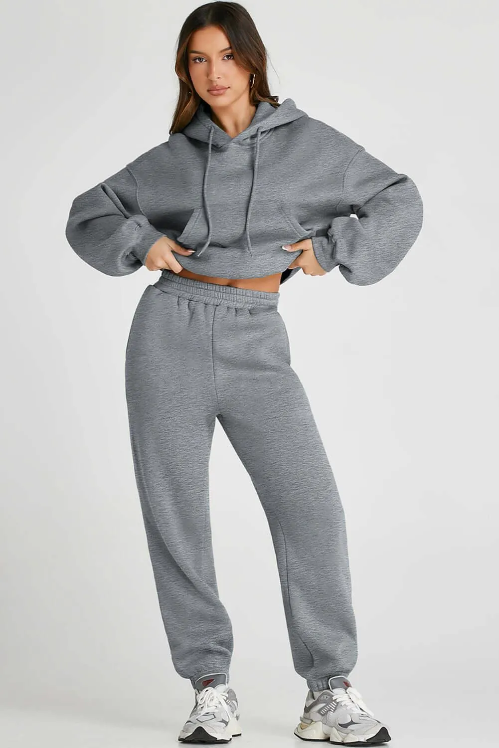 Dropped Shoulder Hoodie & Pants Set – Comfy & Sporty