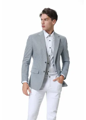 Duchamp London Blue Gingham Stretch Sport Coat