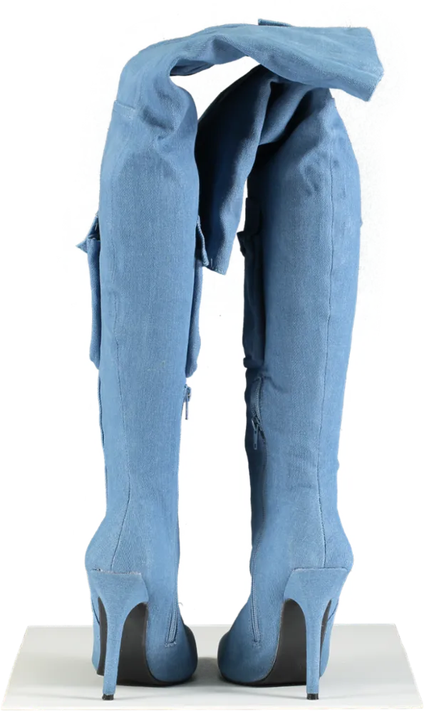 EGO Blue Denim Knee High Boots UK Size 4