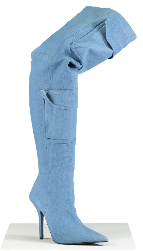 EGO Blue Denim Knee High Boots UK Size 4