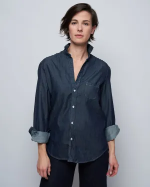 eileen woven button up - raw rinse denim
