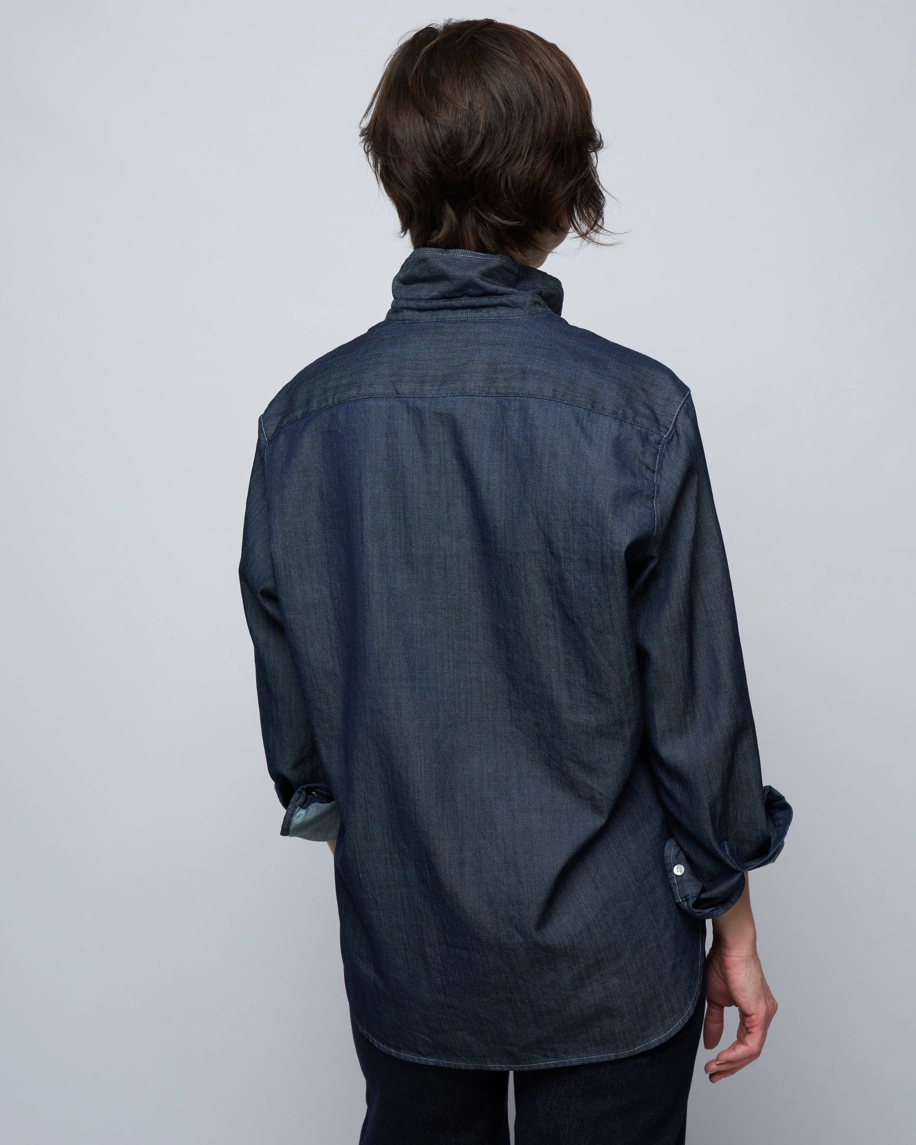 eileen woven button up - raw rinse denim