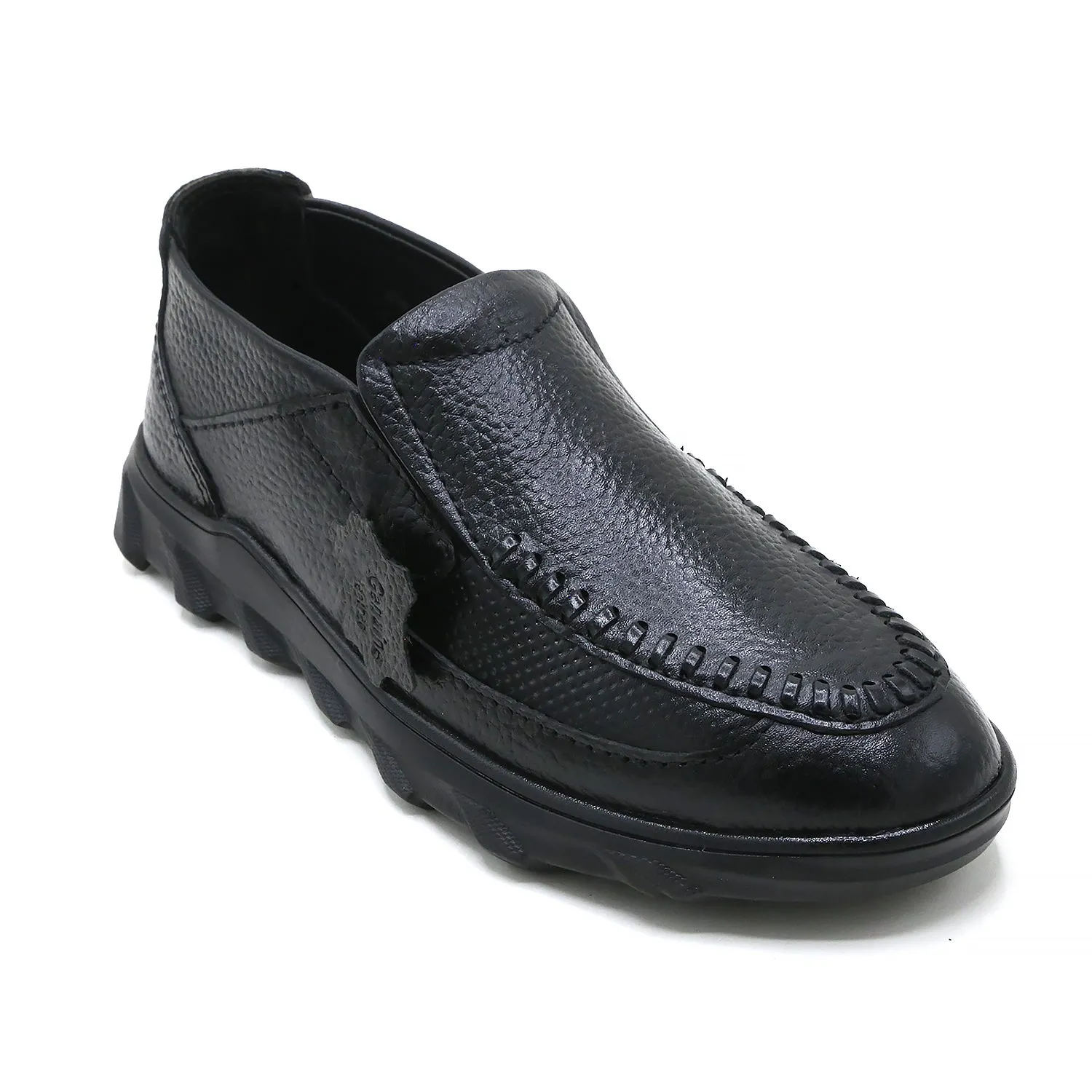 Eminent Black Casual Loafers for Men – Textured Faux Leather