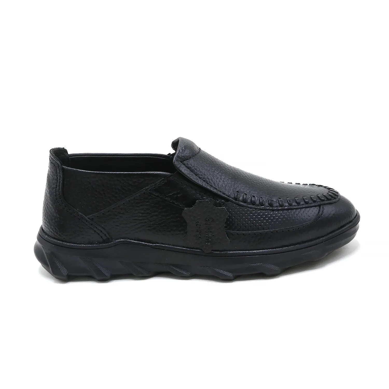 Eminent Black Casual Loafers for Men – Textured Faux Leather