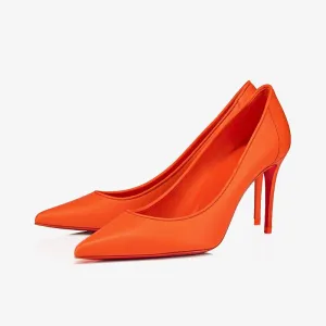 Eye-catching Orange Leather Sporty  Pump