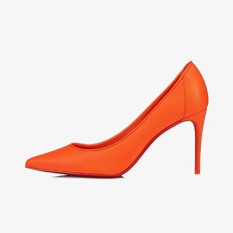 Eye-catching Orange Leather Sporty  Pump