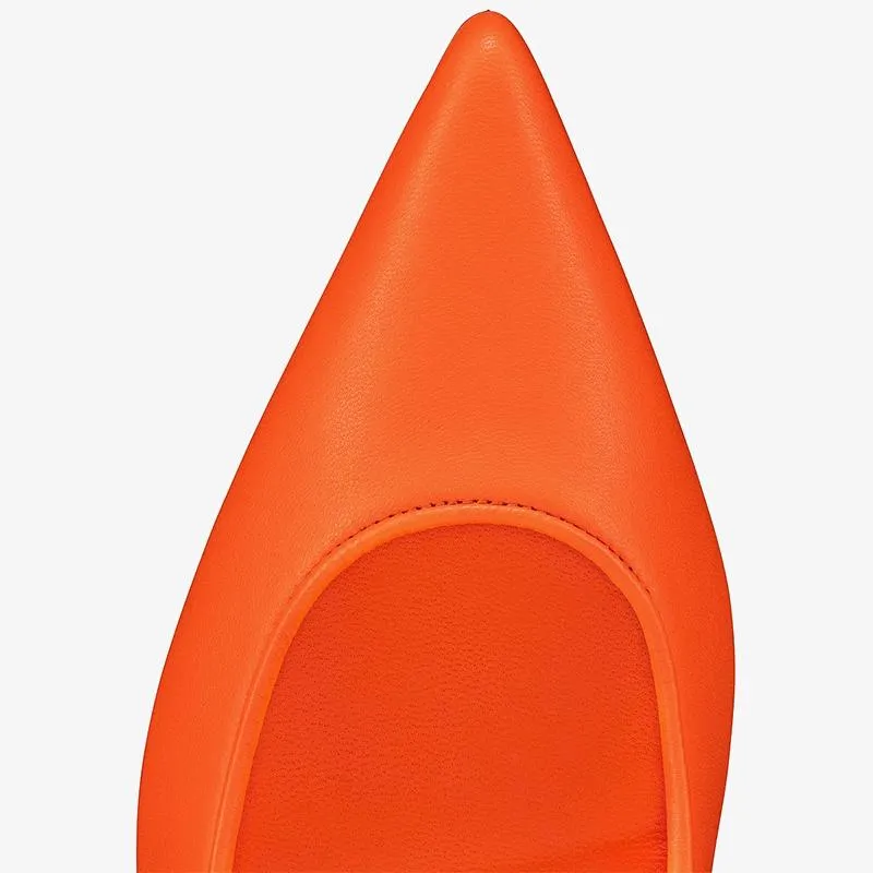 Eye-catching Orange Leather Sporty  Pump
