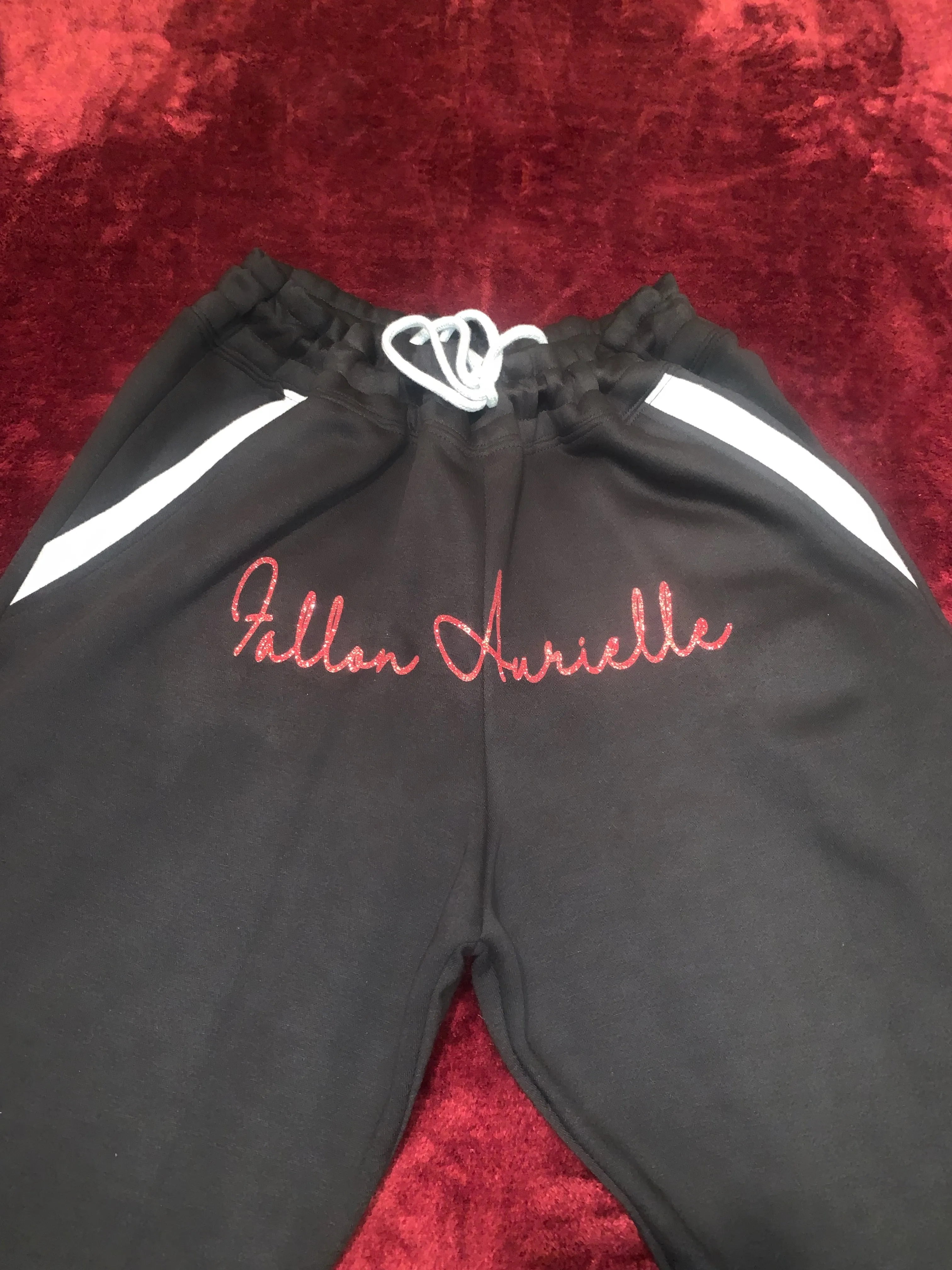 Fallon Aurielle Unisex Signature Aries Logo & Name Zodiac Jacket Jogging Set (Black, Light Gray & Red Sparkle)