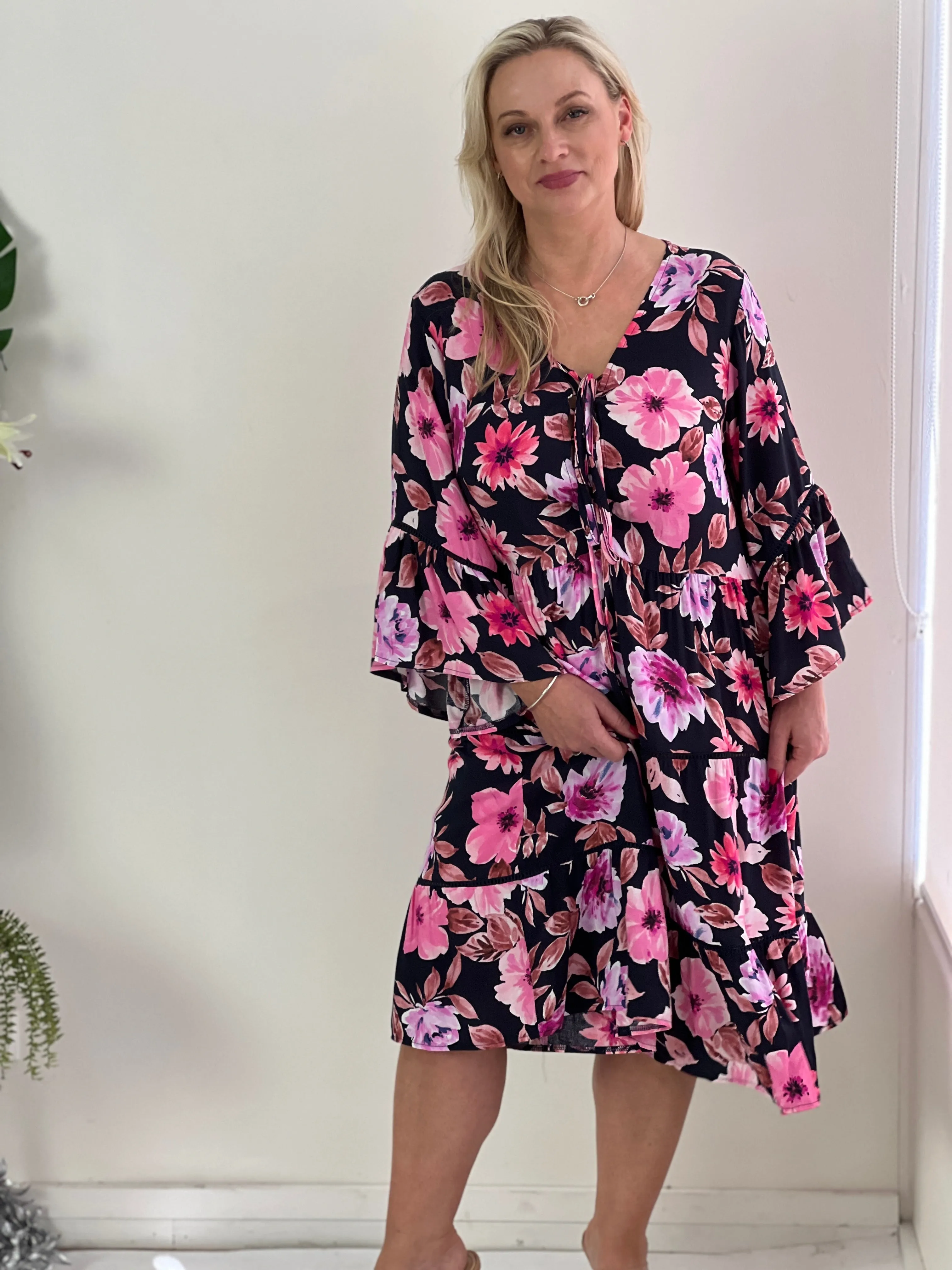Fara Pink Floral Dress