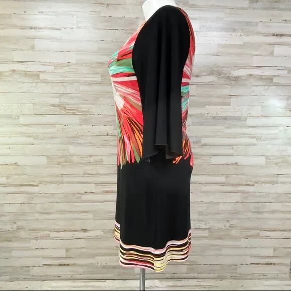Fenn Wright Manson Floral Dress Womens Size 12 Black Coral Vibrant Shift