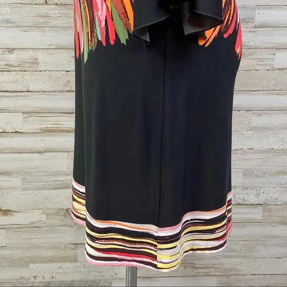 Fenn Wright Manson Floral Dress Womens Size 12 Black Coral Vibrant Shift