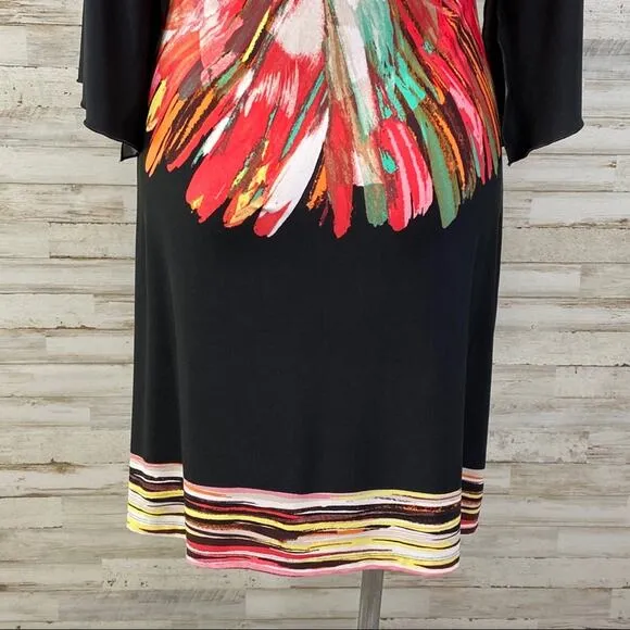 Fenn Wright Manson Floral Dress Womens Size 12 Black Coral Vibrant Shift