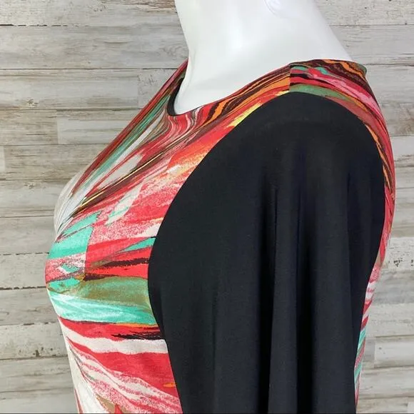 Fenn Wright Manson Floral Dress Womens Size 12 Black Coral Vibrant Shift