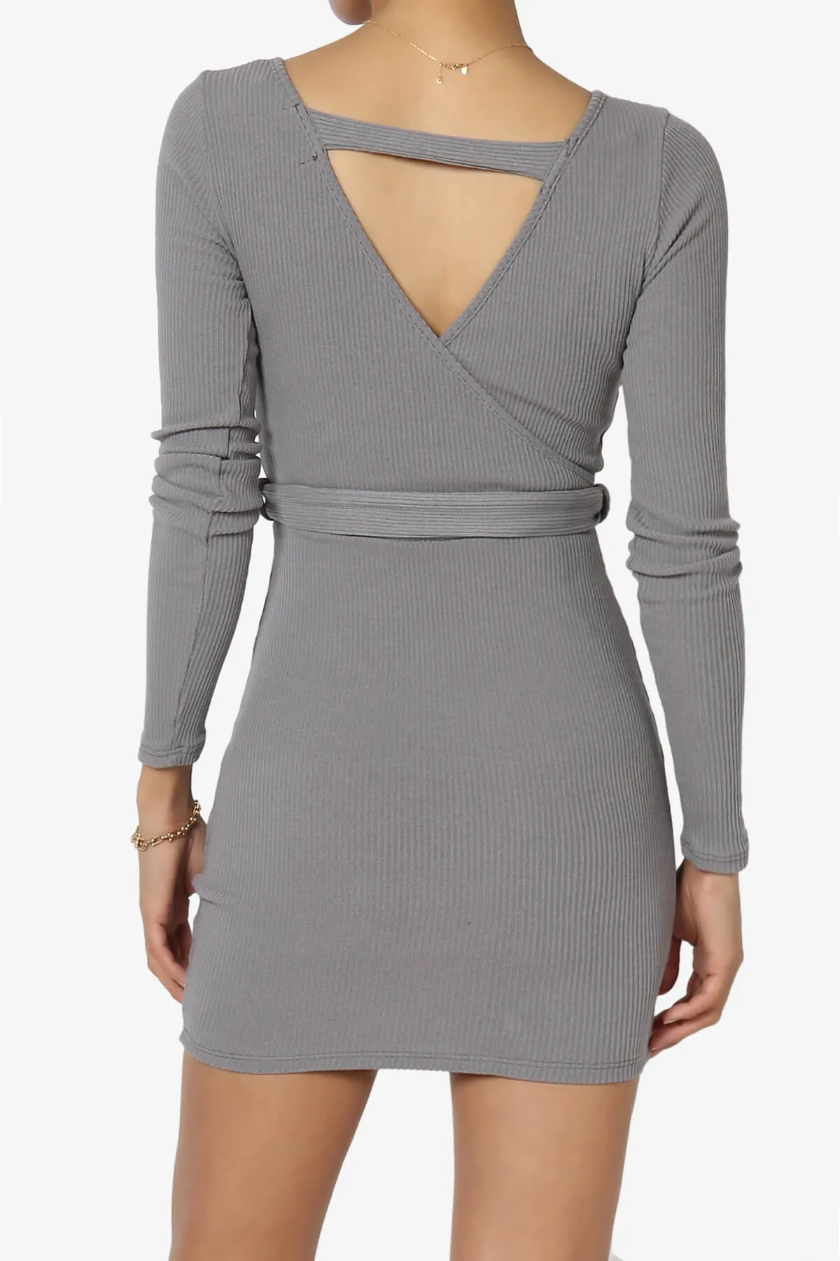 Fiorra Wrap V-Neck Bodycon Knitted Mini Dress
