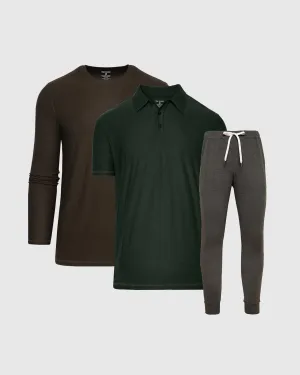 Forest Gray Active Training Top and Bottom 3-Pack