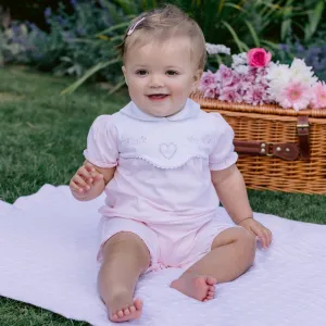 Freda Heart Embroidery Girls Romper