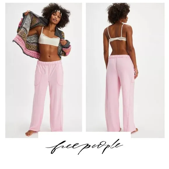 FREE PEOPLE INTIMATLEY Don't Wait Up Lounge Pants Grey Lilac Combo S NWT FP-160