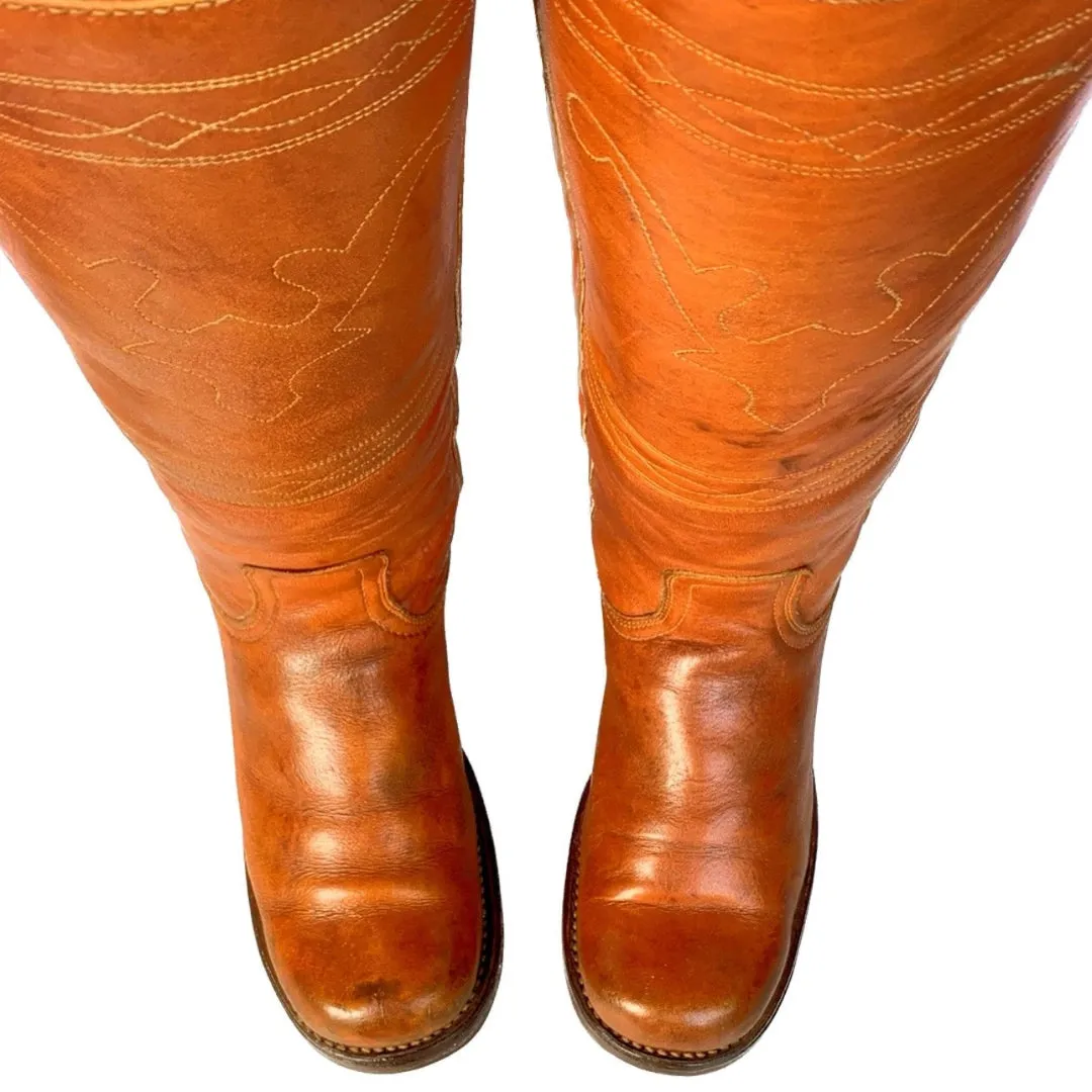 FRYE True Vintage Black Label Campus Stitching Horse Tall Knee High Boots