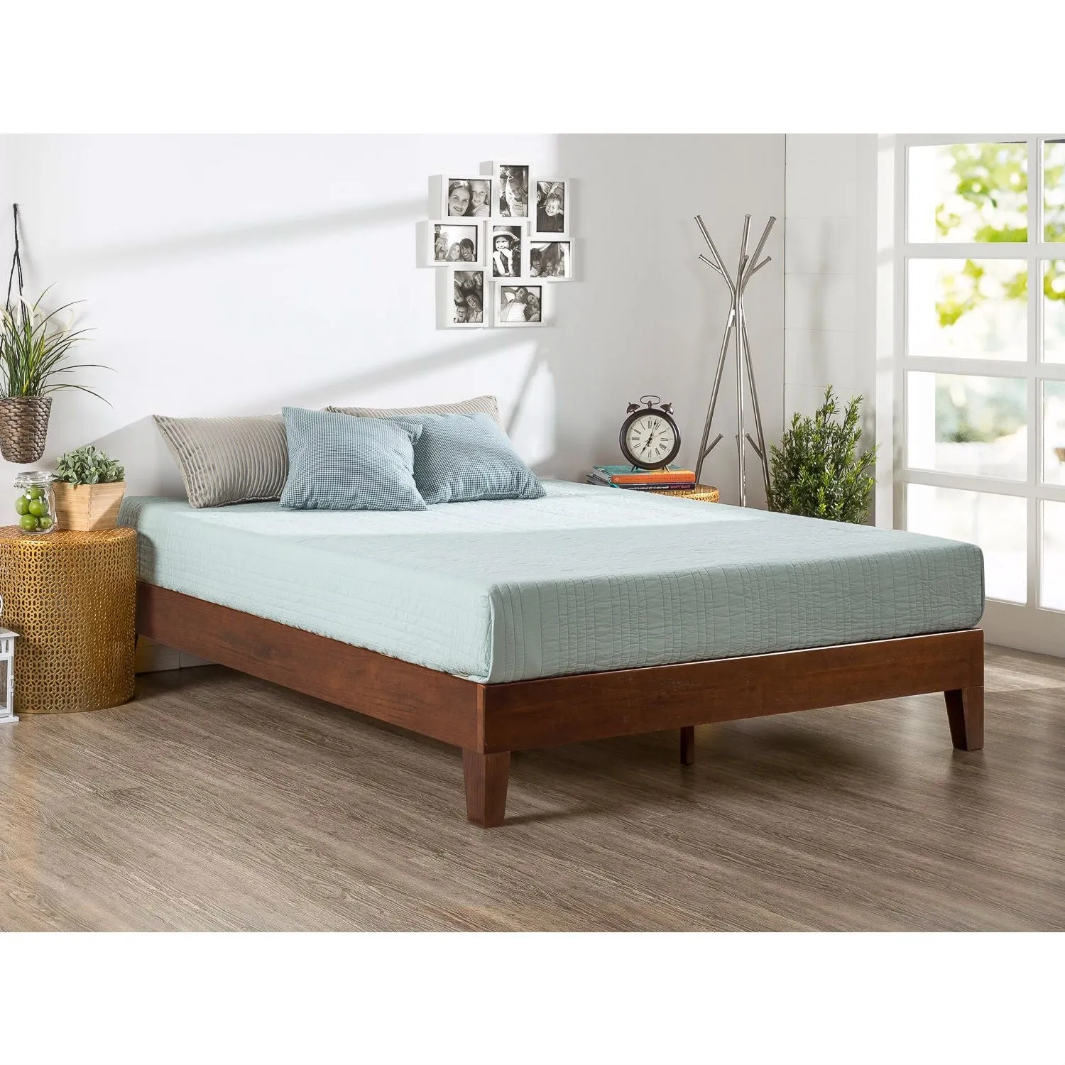 Full size Low Profile Solid Wood Platform Bed Frame in Espresso Finish