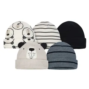Gerber® 5-Pack Baby Boys Bear Caps
