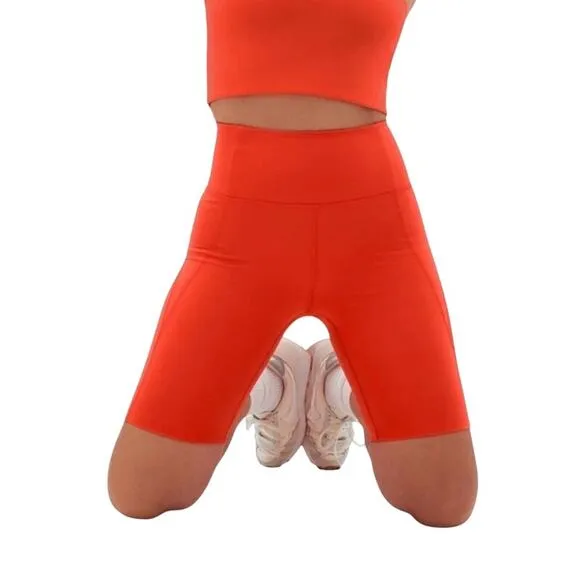 GIRLFRIEND COLLECTIVE Bike Short Women S Blood Orange Sporty Athletic Outdoor