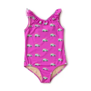 Girl's Ruffled One-Piece Beach Cruiser