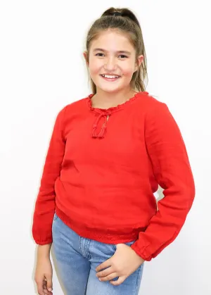 Girls Zion Gauze Peasant Top Red